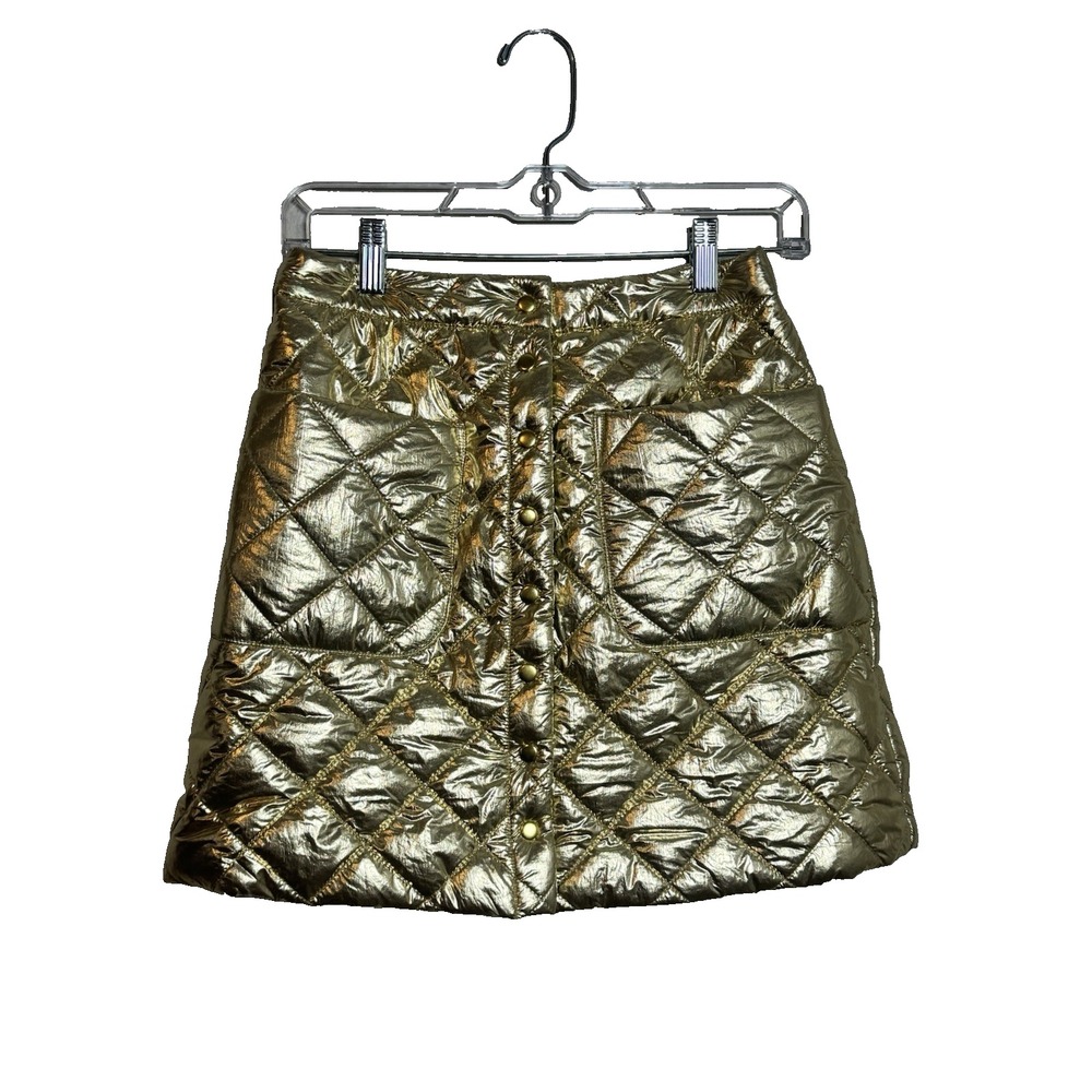 Frances Valentine Gold Quilted Mini Skirt